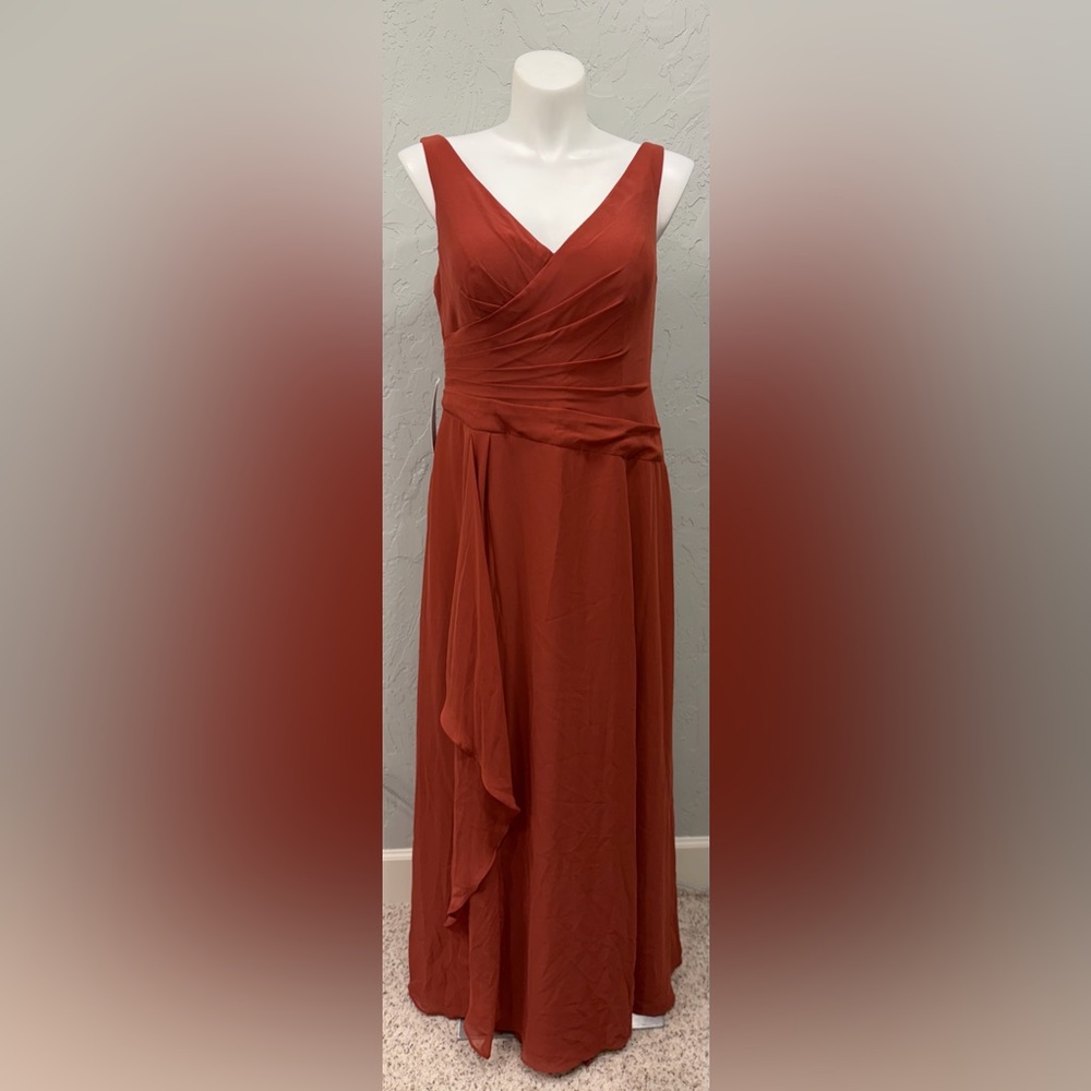 Azazie Kori Terracotta Chiffon Bridesmaid Dress A16 | Fall Wedding Guest Dress
